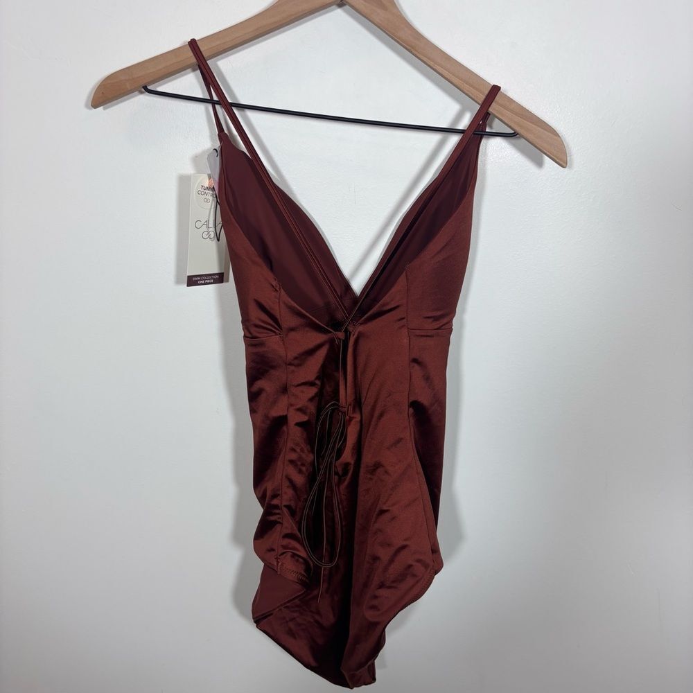 CALIA Women's Swim Triangle Strappy
Back One Piece NWT Size 10 Red Brown Shine - Picture 6 of 12